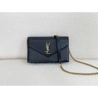 saint laurent mini envelope in sheepskin black 2024(original quality)