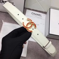 Chanel Calf Leather Belt with Red Buckle 30mm Width White 2018