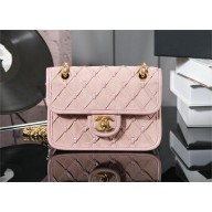 CHANEL Suede Calfskin, Braided Calfskin & Gold-Tone Metal Mini Flap Bag LIGHT PINK AS4797 2025