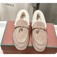 Loro Piana Women/Men Summer Charms Walk Suede leather with shearling Loafers 02-2024