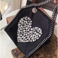 Stella Mccartney Falabella Mini Crystal Heart Fold Over Tote Black 2018