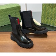 Gucci Web Stripe patent Chelsea boots in black 2024