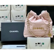 CHANEL Calfskin 22 Small Handbag AS3260 light pink 2023(ORIGINAL QUALITY)