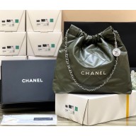 CHANEL Calfskin 22 medium Handbag AS3261 ARMY GREEN 2022(ORIGINAL QUALITY)