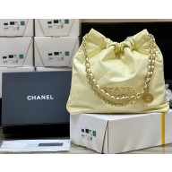 CHANEL Calfskin 22 medium Handbag AS3261 LIGHT YELLOW 2022(ORIGINAL QUALITY)