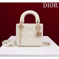 Dior Mini Lady Dior Bag in latte Patent Cannage Calfskin with gold hardware 2024
