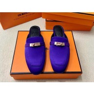 Hermes satin Kelly Buckle Oz Mules crocus (original quality)