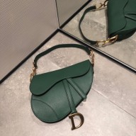 Dior Medium Saddle Bag in Grained Calfskin Green 2019