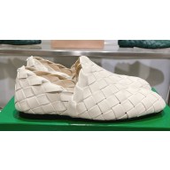 Bottega Veneta Intrecciato Leather Slippers Loafers White 2023