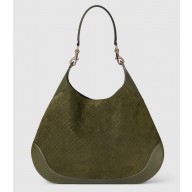 Gucci B medium shoulder bag 815924 Suede and Leather Green 2024 