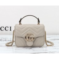 Gucci GG Marmont mini top handle bag 811238 grey quilted chevron leather 2024
