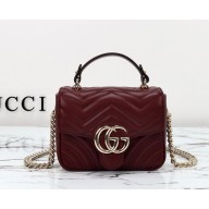 Gucci GG Marmont mini top handle bag 811238 Burgundy quilted chevron leather 2024