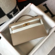 HERMES KELLY 22 EPSOM LEATHER CLUTCH BAG IN ETAIN
