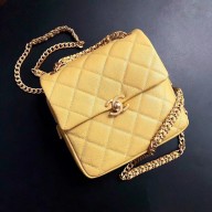 chanel Grained Calfskin & Gold-Tone Metal yellow backpack 2022