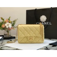 chanel Lambskin, Enamel & Gold-Tone Metal Mini Flap Bag yellow AS3113 2022