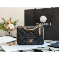 chanel Lambskin, Enamel & Gold-Tone Metal Mini Flap Bag black AS3113 2022