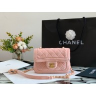 Chanel Velvet & Gold-Tone Metal Light Pink Mini Flap Bag AS2957 2022