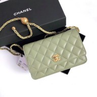 Chanel Gold-Tone Metal WOC Bag AP1450 army green 2022