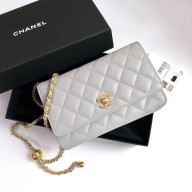 Chanel Gold-Tone Metal WOC Bag AP1450 gray 2022
