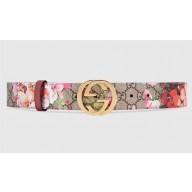 Gucci GG Blooms Belt 3.7cm Width Gold Hardware ‎370543 Pink