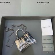 balenciaga hourglass mini handbag with chain metallized crocodile embossed silver