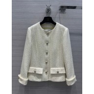 CHANEL WHITE TWEED JACKET WITH TWO POCKETS 2023