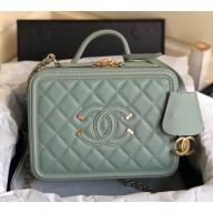 Chanel CC Filigree Grained Vanity Case Bag A93343 Light Green 2018