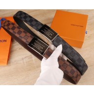 Louis Vuitton Damier Graphite/Damier Ebene Canvas Belt 3.5cm Width Silver Hardware 2018