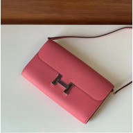 Hermes constance to go bag in epsom leather hot pink