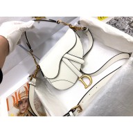 Dior Mini Saddle Bag In grained Calfskin white