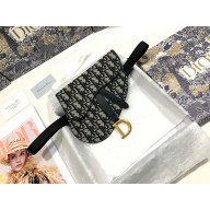 Dior blue Oblique Jacquard Saddle Belt Pouch 2022