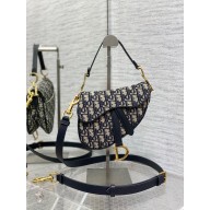 Dior blue Oblique Jacquard Mini Saddle Bag