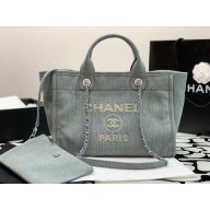 chanel small deauville tote blue 2023