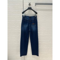 MIU MIU NAVY Washed denim flared jeans 2025