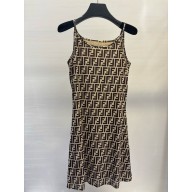 FENDI BROWN FF cotton dress 2025