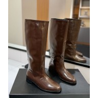 saint Laurent HUNT boots in glazed leather Brown 2024