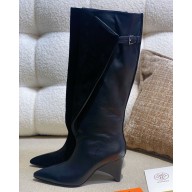 Hermes hilona 80 boots in suede and leather black 2024