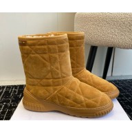 Dior Frost Ankle Boot Camel Cannage Suede and Ecru Lambskin Shearling 2024