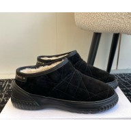 Dior Frost Low Ankle Boot black Cannage Suede and Ecru Lambskin Shearling 2024