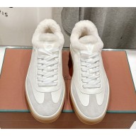 Loro Piana Women/Men calfskin Tennis Walk Sneakers with shearling 05-2024 
