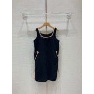 LOUIS VUITTON Leather Pull Straight-Cut Dress 2024