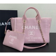 Chanel medium Deauville canvas Tote Bag pink 2024