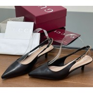 Gucci heel 4.5cm Signoria slingback pump calfskin black 782832 1031-2024