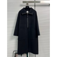 hermes cashmere zipped LONG coat BLACK 2023 
