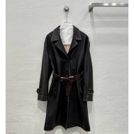 Prada black leather coat 56A151 2024 