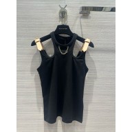 LOUIS VUITTON Eyelet Tab Tank Top black 2024