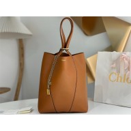 Chloé Brown Spin MEDIUM leather tote bag 2025