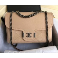 Chanel Grained Calfskin Medium Archi Chic Flap Bag A57217 Beige/Silver 2018