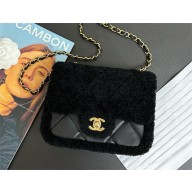 Chanel Shearling Lambskin Mini Flap Bag AS5148 black 2024