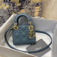 dior BLUE Cannage Lambskin Micro Lady Dior Bag 2021